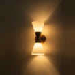 Load image into Gallery viewer, LightFixturesUSA - Mid - Century 2 - Light Up Down Opal Glass Cone Wall Sconce - Wall Sconce - Black -