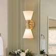 Load image into Gallery viewer, LightFixturesUSA - Mid - Century 2 - Light Up Down Opal Glass Cone Wall Sconce - Wall Sconce - Brass -