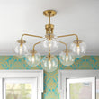 Load image into Gallery viewer, LightFixturesUSA - Mid - Century 6 - Light Glass Bubble Sputnik Semi Flush Chandelier - Chandelier - 25 in -