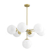 Load image into Gallery viewer, LightFixturesUSA - Mid - Century 7 - light Brass Opal Glass Globe Sputnik Chandelier - Chandelier - Brass (Pre - Order) -