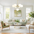 Load image into Gallery viewer, LightFixturesUSA - Mid - Century 7 - light Brass Opal Glass Globe Sputnik Chandelier - Chandelier - Brass (Pre - Order) -