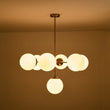 Load image into Gallery viewer, LightFixturesUSA - Mid - Century 7 - light Brass Opal Glass Globe Sputnik Chandelier - Chandelier - Brass (Pre - Order) -