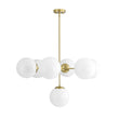 Load image into Gallery viewer, LightFixturesUSA - Mid - Century 7 - light Brass Opal Glass Globe Sputnik Chandelier - Chandelier - Brass (Pre - Order) -