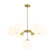 Load image into Gallery viewer, LightFixturesUSA - Mid - Century 7 - light Brass Opal Glass Globe Sputnik Chandelier - Chandelier - Brass (Pre - Order) -