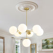 Load image into Gallery viewer, LightFixturesUSA - Mid - Century 7 - light Brass Opal Glass Globe Sputnik Chandelier - Chandelier - Brass (Pre - Order) -