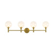 Load image into Gallery viewer, LightFixturesUSA - Mid - Century Brass 4 - Light Glass Globe Vanity Sconce - Wall Sconce - Clear Glass -