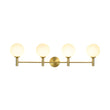 Load image into Gallery viewer, LightFixturesUSA - Mid - Century Brass 4 - Light Glass Globe Vanity Sconce - Wall Sconce - Frosted Glass -