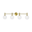 Load image into Gallery viewer, LightFixturesUSA - Mid - Century Brass 4 - Light Glass Globe Vanity Sconce - Wall Sconce - Frosted Glass -