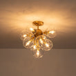 Load image into Gallery viewer, LightFixturesUSA - Mid - Century Brass Glass Bubble Tiered Semi Flush Chandelier - Chandelier - Brass -
