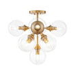 Load image into Gallery viewer, LightFixturesUSA - Mid - Century Brass Glass Bubble Tiered Semi Flush Chandelier - Chandelier - Brass -