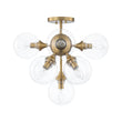 Load image into Gallery viewer, LightFixturesUSA - Mid - Century Brass Glass Bubble Tiered Semi Flush Chandelier - Chandelier - Brass -