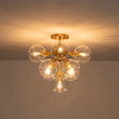 Load image into Gallery viewer, LightFixturesUSA - Mid - Century Brass Glass Bubble Tiered Semi Flush Chandelier - Chandelier - Brass -