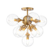 Load image into Gallery viewer, LightFixturesUSA - Mid - Century Brass Glass Bubble Tiered Semi Flush Chandelier - Chandelier - Brass -