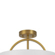 Load image into Gallery viewer, LightFixturesUSA - Mid - Century Brass Wide Linen Drum Semi Flush Mount - Ceiling Light - Brass -