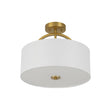 Load image into Gallery viewer, LightFixturesUSA - Mid - Century Brass Wide Linen Drum Semi Flush Mount - Ceiling Light - Brass -