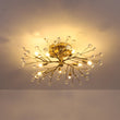 Load image into Gallery viewer, LightFixturesUSA - Mid - Century Firework Crystal Branching Semi Flush Mount - Ceiling Light - Gold -
