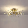 Load image into Gallery viewer, LightFixturesUSA - Mid - Century Firework Crystal Branching Semi Flush Mount - Ceiling Light - Gold -