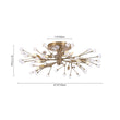 Load image into Gallery viewer, LightFixturesUSA - Mid - Century Firework Crystal Branching Semi Flush Mount - Ceiling Light - Gold -