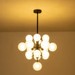Load image into Gallery viewer, LightFixturesUSA-Mid-Century Frosted Glass Bubble Tiered Sputnik Chandelier-Chandelier-Black-