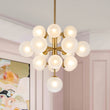 Load image into Gallery viewer, LightFixturesUSA-Mid-Century Frosted Glass Bubble Tiered Sputnik Chandelier-Chandelier-Brass-