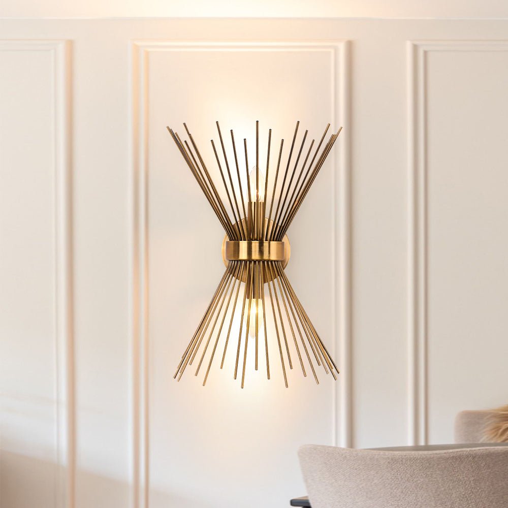 Mid-century Modern Starburst Brass Wall Sconce LightFixturesUSA