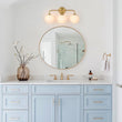 Load image into Gallery viewer, LightFixturesUSA - Mid - century Shine Opal Glass Globe Brass Vanity Light - Wall Sconce - 3 - Lt -