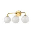 Load image into Gallery viewer, LightFixturesUSA - Mid - century Shine Opal Glass Globe Brass Vanity Light - Wall Sconce - 3 - Lt -
