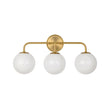 Load image into Gallery viewer, LightFixturesUSA - Mid - century Shine Opal Glass Globe Brass Vanity Light - Wall Sconce - 3 - Lt -