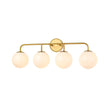 Load image into Gallery viewer, LightFixturesUSA - Mid - century Shine Opal Glass Globe Brass Vanity Light - Wall Sconce - 3 - Lt -