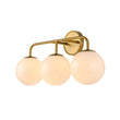 Load image into Gallery viewer, LightFixturesUSA - Mid - century Shine Opal Glass Globe Brass Vanity Light - Wall Sconce - 3 - Lt -
