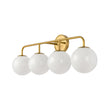 Load image into Gallery viewer, LightFixturesUSA - Mid - century Shine Opal Glass Globe Brass Vanity Light - Wall Sconce - 3 - Lt -
