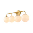 Load image into Gallery viewer, LightFixturesUSA - Mid - century Shine Opal Glass Globe Brass Vanity Light - Wall Sconce - 3 - Lt -