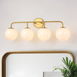 Load image into Gallery viewer, LightFixturesUSA - Mid - century Shine Opal Glass Globe Brass Vanity Light - Wall Sconce - 4 - Lt -