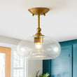 Load image into Gallery viewer, LightFixturesUSA - Modern 1 - Light Round Donut Glass Semi Flush Mount - Ceiling Light - Brass -