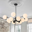 Load image into Gallery viewer, LightFixturesUSA - Modern Black Opal Glass Globe Sputnik Chandelier - Chandelier - 12 - Lt (Pre - Order) -