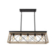Load image into Gallery viewer, LightFixturesUSA - Modern Farmhouse 5 - light Kitchen Island Faux Wood Linear Chandelier Pendant - Chandelier - Beige Yellow -