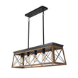 Load image into Gallery viewer, LightFixturesUSA - Modern Farmhouse 5 - light Kitchen Island Faux Wood Linear Chandelier Pendant - Chandelier - Brown -