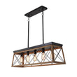 Load image into Gallery viewer, LightFixturesUSA - Modern Farmhouse 5 - light Kitchen Island Faux Wood Linear Chandelier Pendant - Chandelier - Brown -