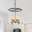 Load image into Gallery viewer, LightFixturesUSA - Modern Farmhouse Clear Glass Large Lantern Pendant Light - Chandelier - 15.7in -