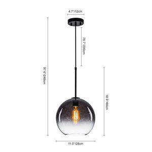 LightFixturesUSA - Modern Minimalist 1 - light Smoked Grey Tinted Glass Globe Pendant - Pendant Light - Black -