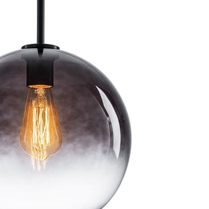LightFixturesUSA - Modern Minimalist 1 - light Smoked Grey Tinted Glass Globe Pendant - Pendant Light - Black -