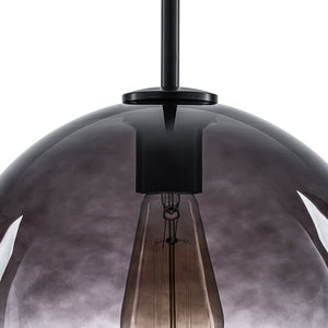 LightFixturesUSA - Modern Minimalist 1 - light Smoked Grey Tinted Glass Globe Pendant - Pendant Light - Black -