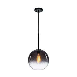 LightFixturesUSA - Modern Minimalist 1 - light Smoked Grey Tinted Glass Globe Pendant - Pendant Light - Black -