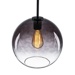 LightFixturesUSA - Modern Minimalist 1 - light Smoked Grey Tinted Glass Globe Pendant - Pendant Light - Black -