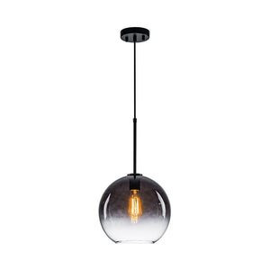 LightFixturesUSA - Modern Minimalist 1 - light Smoked Grey Tinted Glass Globe Pendant - Pendant Light - Black -