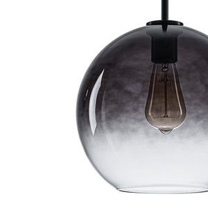 LightFixturesUSA - Modern Minimalist 1 - light Smoked Grey Tinted Glass Globe Pendant - Pendant Light - Black -