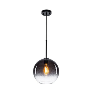 LightFixturesUSA - Modern Minimalist 1 - light Smoked Grey Tinted Glass Globe Pendant - Pendant Light - Black -