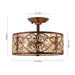 Load image into Gallery viewer, LightFixturesUSA - Moroccan Antique Crystal Drum Cage Semi Flush Mount - Ceiling Light - 13 in. -