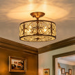 Load image into Gallery viewer, LightFixturesUSA - Moroccan Antique Crystal Drum Cage Semi Flush Mount - Ceiling Light - 13 in. -