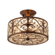 Load image into Gallery viewer, LightFixturesUSA - Moroccan Antique Crystal Drum Cage Semi Flush Mount - Ceiling Light - 13 in. -